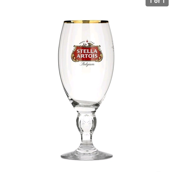 Stella Artois Belgium Gold Rimmed Original Glass Beer Chalice 2 Pack 16 Oz - Picture 2 of 2